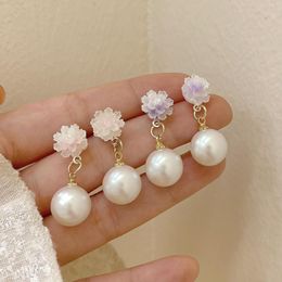 Stud Earrings Modern Women's 2023 Luxury Flower Pearl For Women Korean Zircon Exquisite Earring Party Jewellery Gift