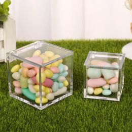 Gift Wrap 12Pcs Transparent Clear Plastic Candy Box Gifts Birthday Wedding Favor Holder Chocolate Cube Boxs Sweet For Party