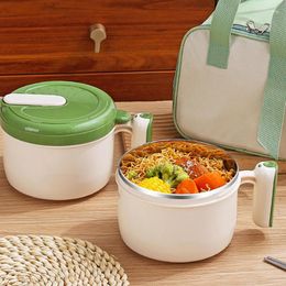 Bowls Stainless Steel Ramen Bowl Double Wall Thermal Insulated Noodle With Spoon And Handle Cutlery Box Rapid Large Cooker