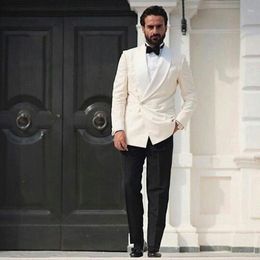 Men's Suits Ivory Wedding For Men Groom Tuxedo Man Blazer Costume Homme 2piece Groomsmen Coat Pants Slim Fit Terno Masculino