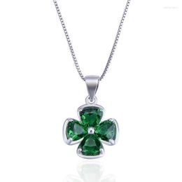 Chains Lefei Jewellery 925 Silver Fashion Trend Luxury Green Lucky Clover Flower Pendant Necklace For Women Girl Party Wedding Charm Gift