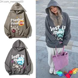 Men's Hoodies Sweatshirts 2023 Fleece Lost in Space Hoodie Men's Puff Print Large Sunshine Hoodie Graffiti Sweatshirt High Street Pullovers Z230817