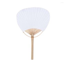 Decorative Figurines Hand Fan Pure White Paper Chinese Round With Bamboo Handle Calligraphy Painting Blank Art Creative Product For