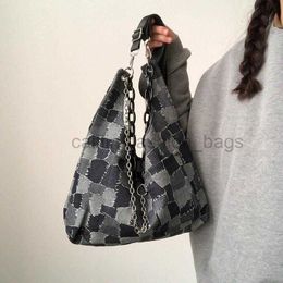 Shoulder Bags Y2K Bag niche design large capacity bag for women 2023 new versatile denim crossbody bag with Chequered tote caitlin_fashion_bags