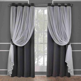 Curtain Pink Black Blackout Eyelet Curtains for princess Living Room Bedroom Thermal Insulated white sheer curtain Window Treatment R230815