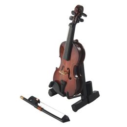 Decorative Objects Figurines Gifts Violin Music Instrument Miniature Replica with Case 8x3cm 230815