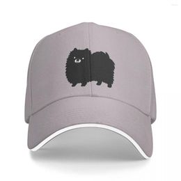 Ball Caps Cute Fluffy Black Pomeranian Cartoon Dog Cap Baseball Hats Men's Women's