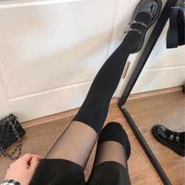 Women Socks Sexy Tights Pantyhose Patchwork Sheer Black Thigh High Stockings Female Hosidery Over Knee Japanese Style JK Sock