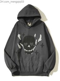 Men's Hoodies Sweatshirts HOUZHOU GRUNGE Retro Street Hoodie American Retro Fashion Skull Print Super Dalian Hat Sweatshirt New Autumn 2023 Z230816