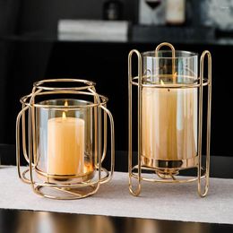 Candle Holders Nordic Metal Glass Holder Decoration Wedding Candlestick Modern Tealight Art Home Decor Dining Table Accessories