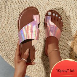 Sandals 10pairs 2023 Summer Rubber Camouflage Car Stitching Clip Toe Comfortable Women Slippers Fashion Flat Casual Female B075