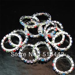 Band Rings 48pcs Colourful Czech s Stretchy Silver plated Women or Toe Wholesale Jewellery Lots A230 230814