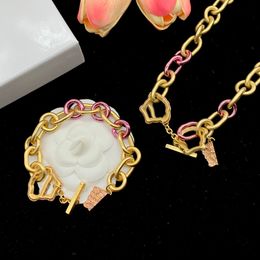Luxury Lock Necklaces Baroque VERsion gold bracelet Designer Chain Bracelets Pink Diamond Charm Necklace Men Cuba Link Jewelry With Box g5