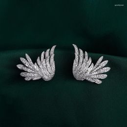 Stud Earrings Huitan Personality Wing Shaped Full Paved Cubic Zirconia Luxury Women Wedding Arrival Fashion Jewellery