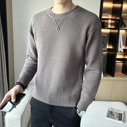 Men's Sweaters Streetwear Fashion Men Solid Slim Spring Autumn Casual Male Clothes Long Sleeve Round Neck Knitted Bottoming Tops