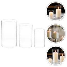 Candle Holders 3 Pcs Shade Desktop Glass Shades Decorative Holder Lantern Open Ended Supply Household High Borosilicate Jar Dome
