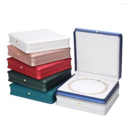 Jewelry Pouches 1PC PU Display Box Necklace Pendants Gift Packaging Storage Case Square Crown Pearl Jewellery Holder 19X19X4CM