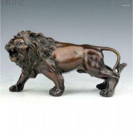 Decorative Figurines Chinese Antique Handmade Copper Statue Fengshui Luy Lion