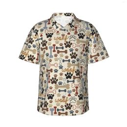 Men's Casual Shirts Dog Bones Prints Premium Mens Hawaiian Short Sleeve Button Down Beach Tropical Floral