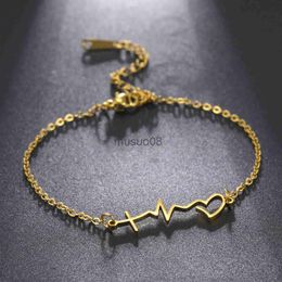 Anklets Kkjoy Anklets of Women Men Silver Color Letter Symbol Stainless Steel Foot Chain Simple Fashion Jewelry Female Beh cessories J230815