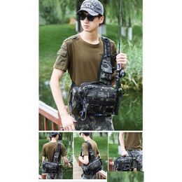 Outdoor Bags Sling Fishing Tackle Storage Bag Shoder Backpack Cross Body Rod Bottle Drop Delivery Sports Outdoors Dhhwg