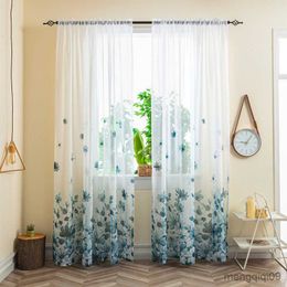 Curtain 7 Styles Window Screen Tramsparent Yarn Ready-Made Curtain Pansy Fresh R230815