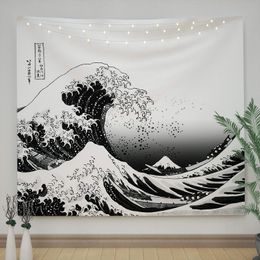 Tapestries Japanese Kanagawa Big Wave Tapestry Psychedelic Teen Indie Room Decor Macrame Wall Hanging Large Fabric 230815