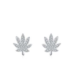 Charm New 925 Sterling Silver Maple Leaf Micro Inlaid Earrings, Feminine Style, High Sense Small and Personalised Earrings