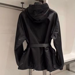 Women's Trench Coats 2023 Jacket Spring with Belt Cinched Nylon Waterproof Windbreaker Fashion Slim Hooded Black Coat 230814