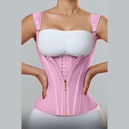 Women's Shapers Fajas Colombianas Women Double Compression Trainer Corset with Bone Adjustable Zipper and Hookeyes Flat Belly Body 230815