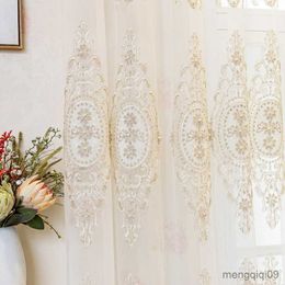 Curtain Luxury European Embroidered Sheer Curtains for Living Room Bedroom Curtains Light Three - dimensional Curtain Lace R230815