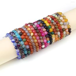 Strand Colourful Striped Agate Round Bead Bracelet 8mm Natural Stone Reiki Healing Jewellery Accessory Gift For Women 18 5cm