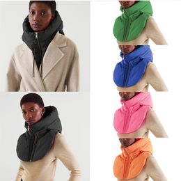 Beanie/Skull Caps Winter Ultralight Down Hooded Hats For Women Men Warm Ring Scarf Balaclava Hat Neck Zippper Drawstring Coat Scarf Short Tank Top 230814