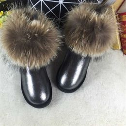 Dress Shoes Fashion 2022 Top Quality Fox Fur Snow Boots Women Boots Genuine Leather Winter Warm Snow Boots Ankle Boots Free Shipping X230519