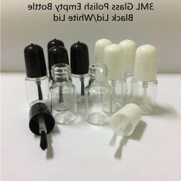 3ML/3G Empty Nail Polish Bottle with Brush Transparent Round Nail Oil Varnish Glass Bottles With Plastic Cap Ovgip