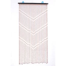 Curtain Door Decoration with Rod Wood Bamboo Beads Handmade Hook Type String Wave Tassel Drape Partition Divider 230815