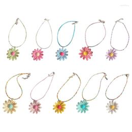 Pendant Necklaces Colorful Beaded Flower Necklace Bohemian Style Neckchain Fashion Neckwear Jewelry Pieces For Women Girls Dropship