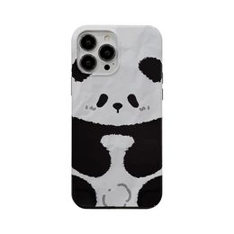 Black and white panda phone case suitable for 14 Pro Max 13 11 Fun Cartoon 12