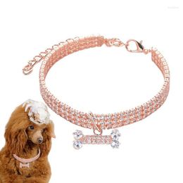 Dog Collars Fancy Collar 3 Rows Bling Rhinestone Bone Pendant Necklace For Pets Jewellery Party Wedding Accessories