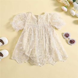Girl's Dresses Newborn Baby Girls Summer Romper Floral Embroidery Romper Dress Short Sleeve Sweet Jumpsuit Clothing