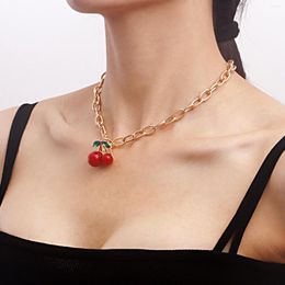 Pendant Necklaces Simple Fashion Geometric Exaggeration Thick Chain Niche Design Cherry Personality Lady Street S Temperament Necklace