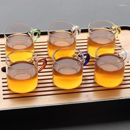 Wine Glasses Glass Teacup Transparent Tea Cup Master Cups Thick Heat-Resistant Set With Handle Green Coffee Drinking