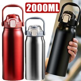 Mugs 2L Large Capacity Thermo Bottle Stainless Steel Thermos Water Tumbler Portable Thermoses Mug Outdoor Cup Thermal Motion 230814