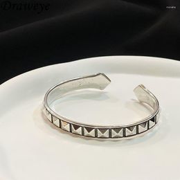 Bangle Draweye Geometric Metal Bracelet For Women Ins Y2k Silver Colour Vintage Pulseras Mujer Korean Fashion Simple Jewellery
