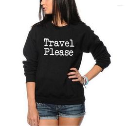 Women's Hoodies O-neck Fashion Black White Letters Printed Jumper Pullover Tops Travel Please Sweatshirt Womens Holiday Warm