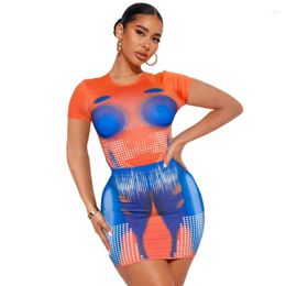 Work Dresses European And American Women's 2023 Summer Line Sexy Spicy Girl Short Sleeve Bodysuit Slim Fit Half Skirt Set