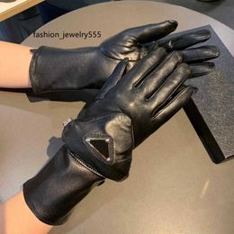 Women Five Designer Mitten Sheepskin Gloves Winter Genuine Leather Mittens Brands Purple Fingers Glove Warm Cashmere Inside Touch Screen s