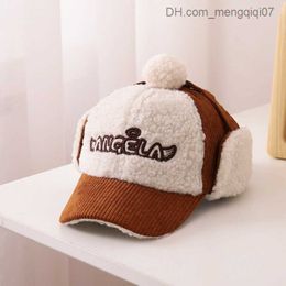 Caps Hats Children's Winter Hat and Ears 2022 Plush Baseball Hat for Children Boys and Girls' Winter Hat Cute Plush Corduroy Patch Z230815