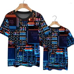 Men's T Shirts Electronic Chip 3D Printed T-shirt 2023 Fashion Cool Circuit Board Tshirt Men Women Harajuku Streetwear Oversized Tops