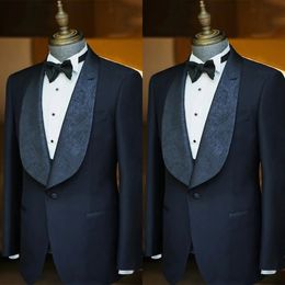 Luxury Men Suit Coat Shawl Lapel Tuxedos Prom Evening Party Blazer For Wedding Design Slim Fit Clothing Only Jacket Customise
